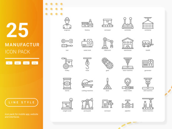 Manufacturing Icon Pack for Commercial Design Projects