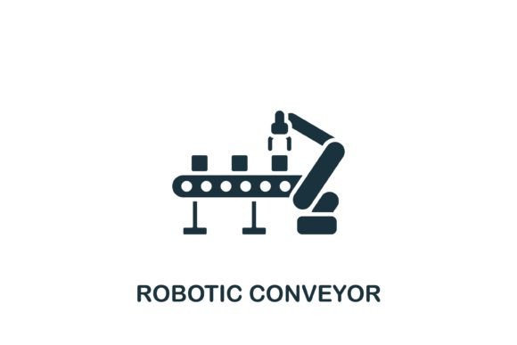Robotic Conveyor Icon: A Modern Graphic for Local Business Branding